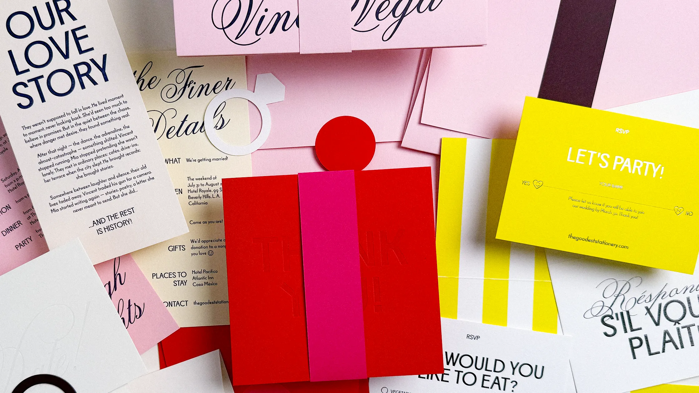 Luxury letterpress and hot foil wedding stationery test bundle, by The Goodest Stationery. Luxury letterpress and hot foil wedding stationery test bundle, by The Goodest Stationery.
