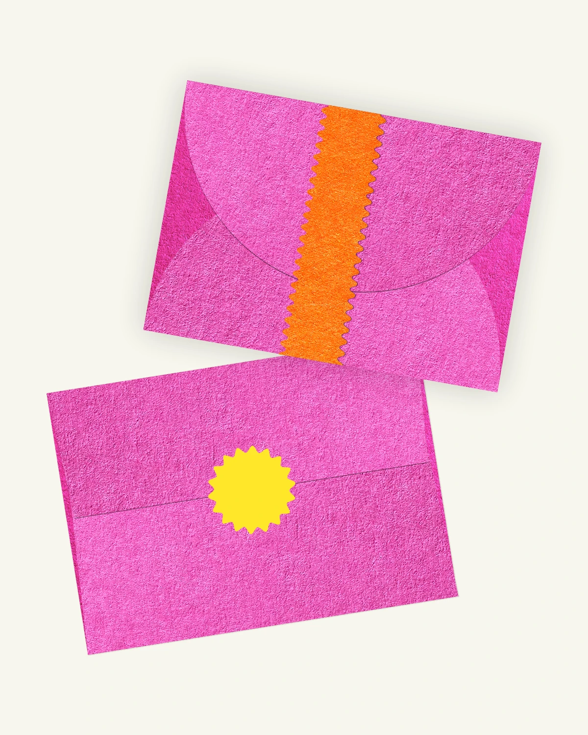 Gorgeous digital mockup of the Flamingo Suite outer envelopes with the original paper texture.
