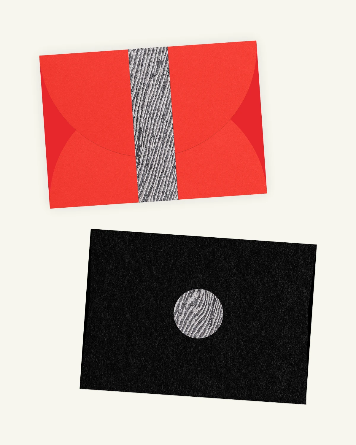 Gorgeous digital mockup of the Fever Suite outer envelopes with the original paper texture.
