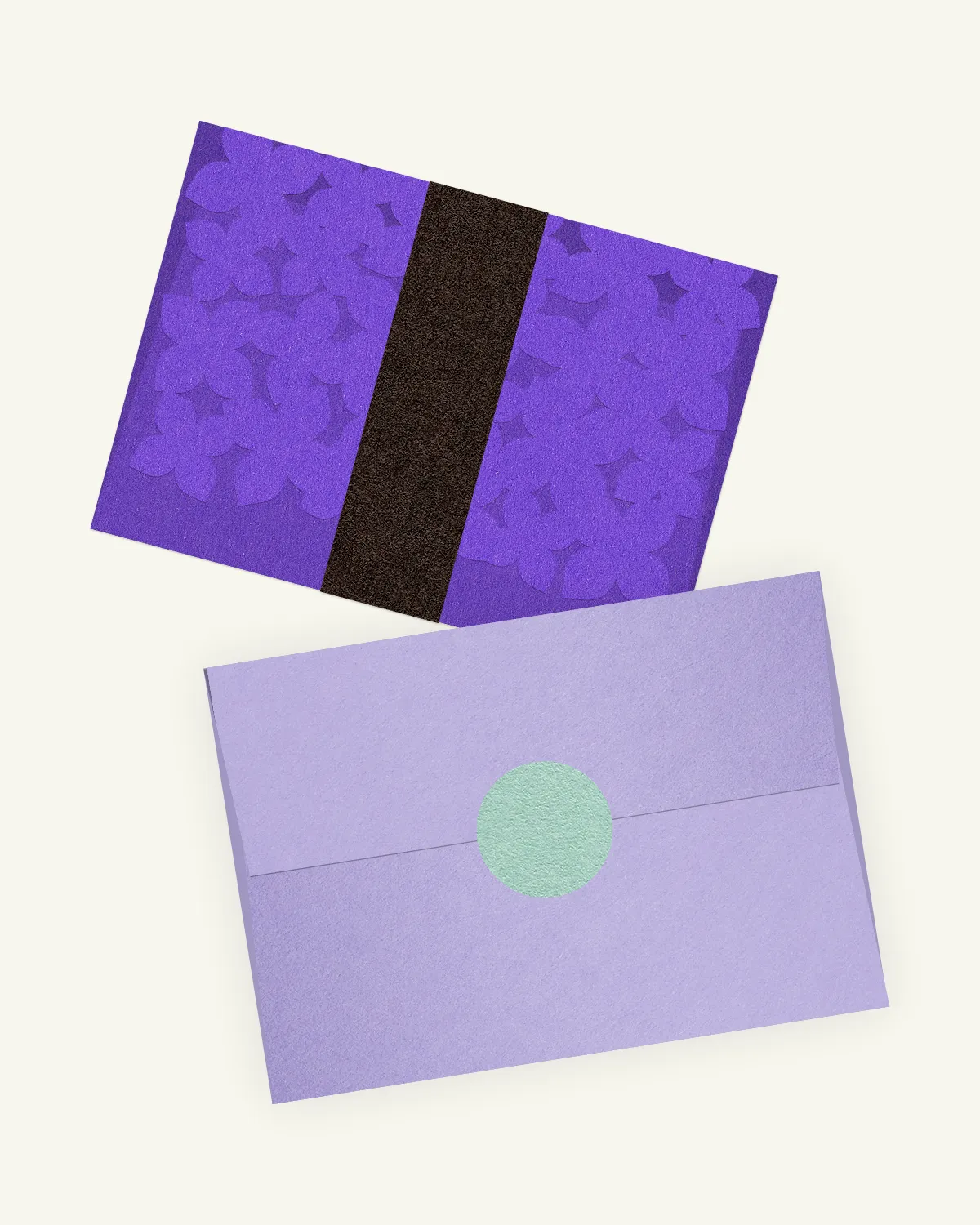 Gorgeous digital mockup of the Leylak Suite outer envelopes with the original paper texture.