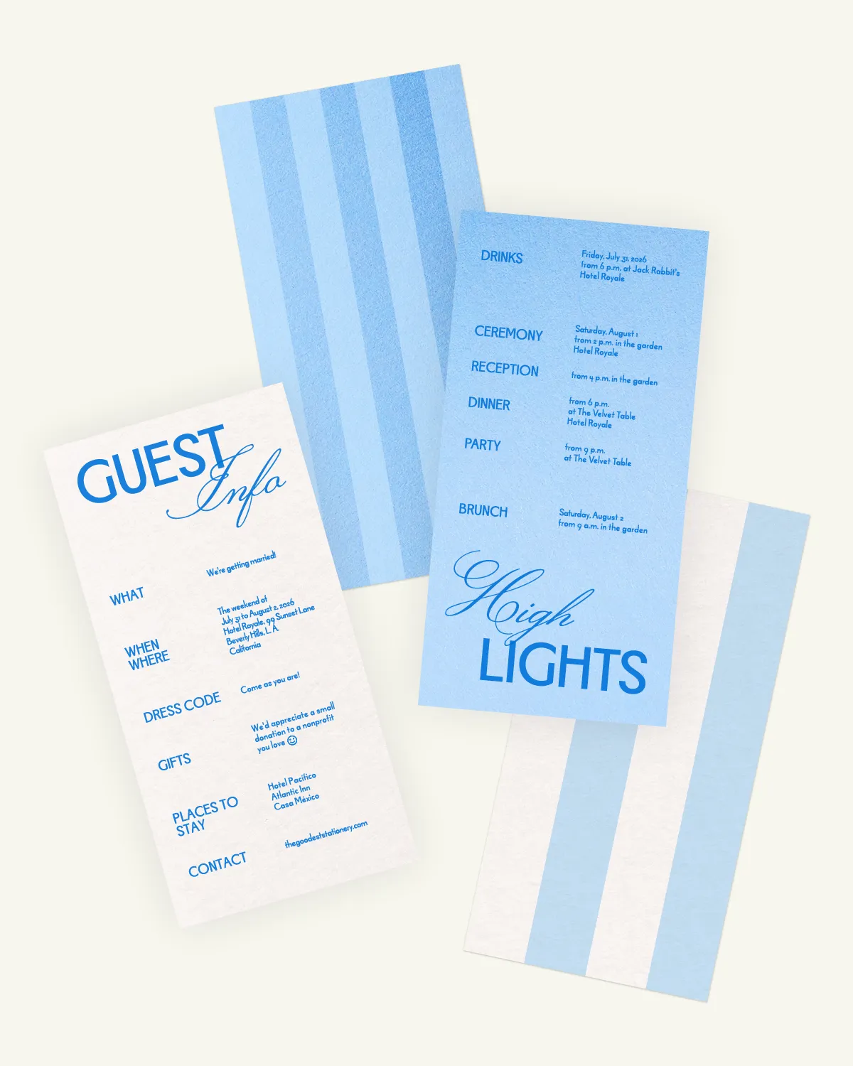 Digital mockup of the beautiful Umi Suite highlights and guest info inlays with the original paper texture.