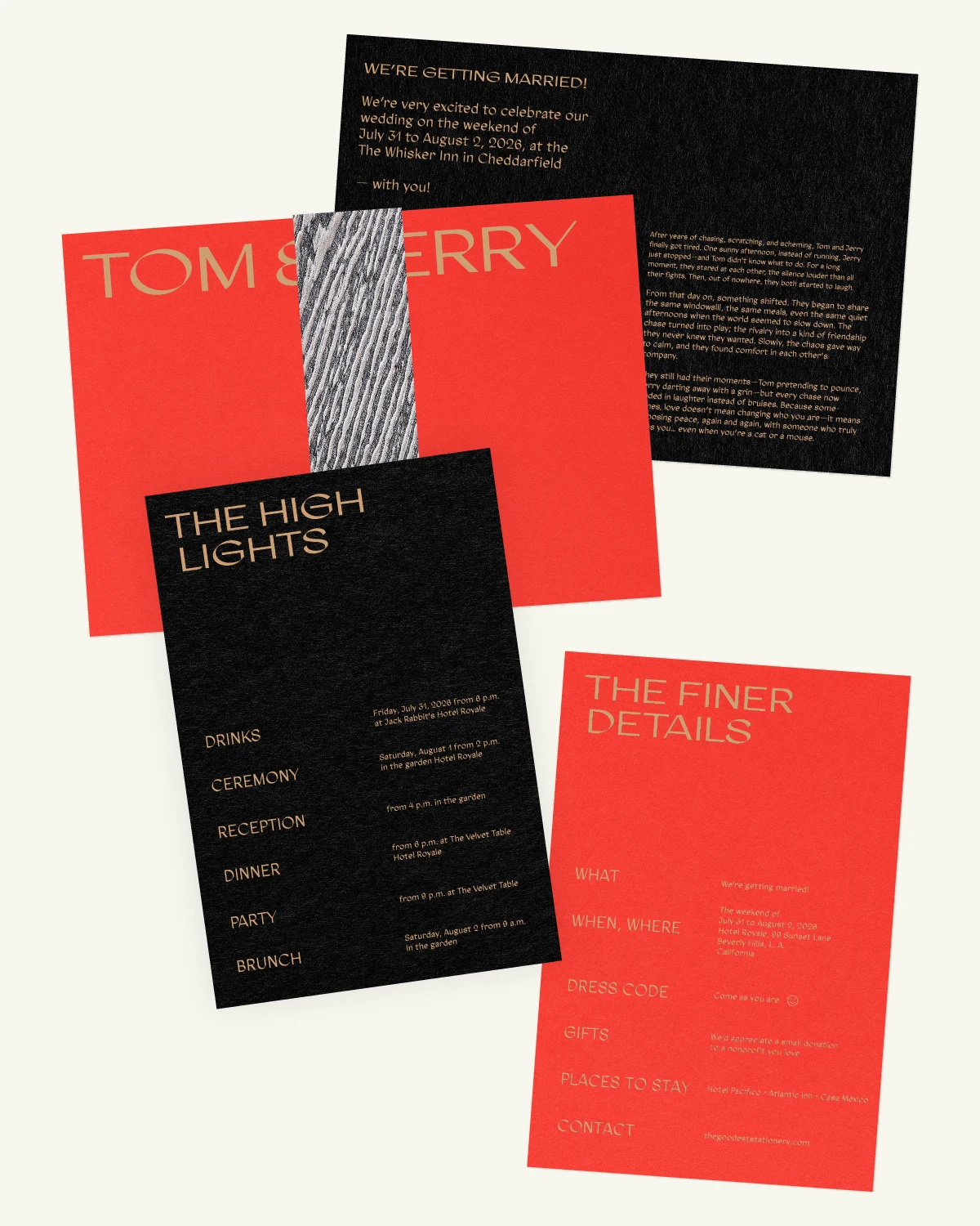 Digital mockup of the beautiful Fever Suite invitation and inlays with the original paper texture. Digital mockup of the beautiful Fever Suite invitation and inlays with the original paper texture.