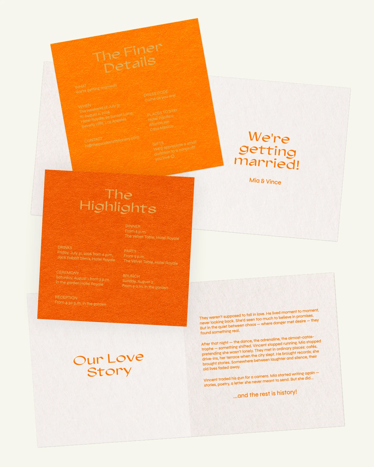 Digital mockup of the beautiful Sol Suite invitation and inlays with the original paper texture. Digital mockup of the beautiful Sol Suite invitation and inlays with the original paper texture.