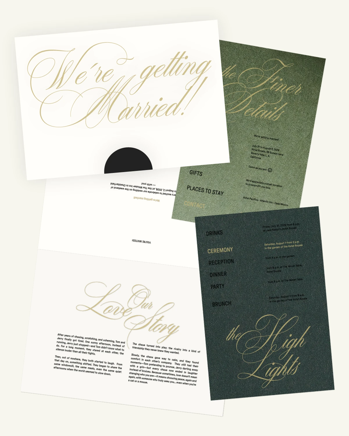 Digital mockup of the beautiful Kandy Suite invitation and inlays with the original paper texture. Digital mockup of the beautiful Kandy Suite invitation and inlays with the original paper texture.
