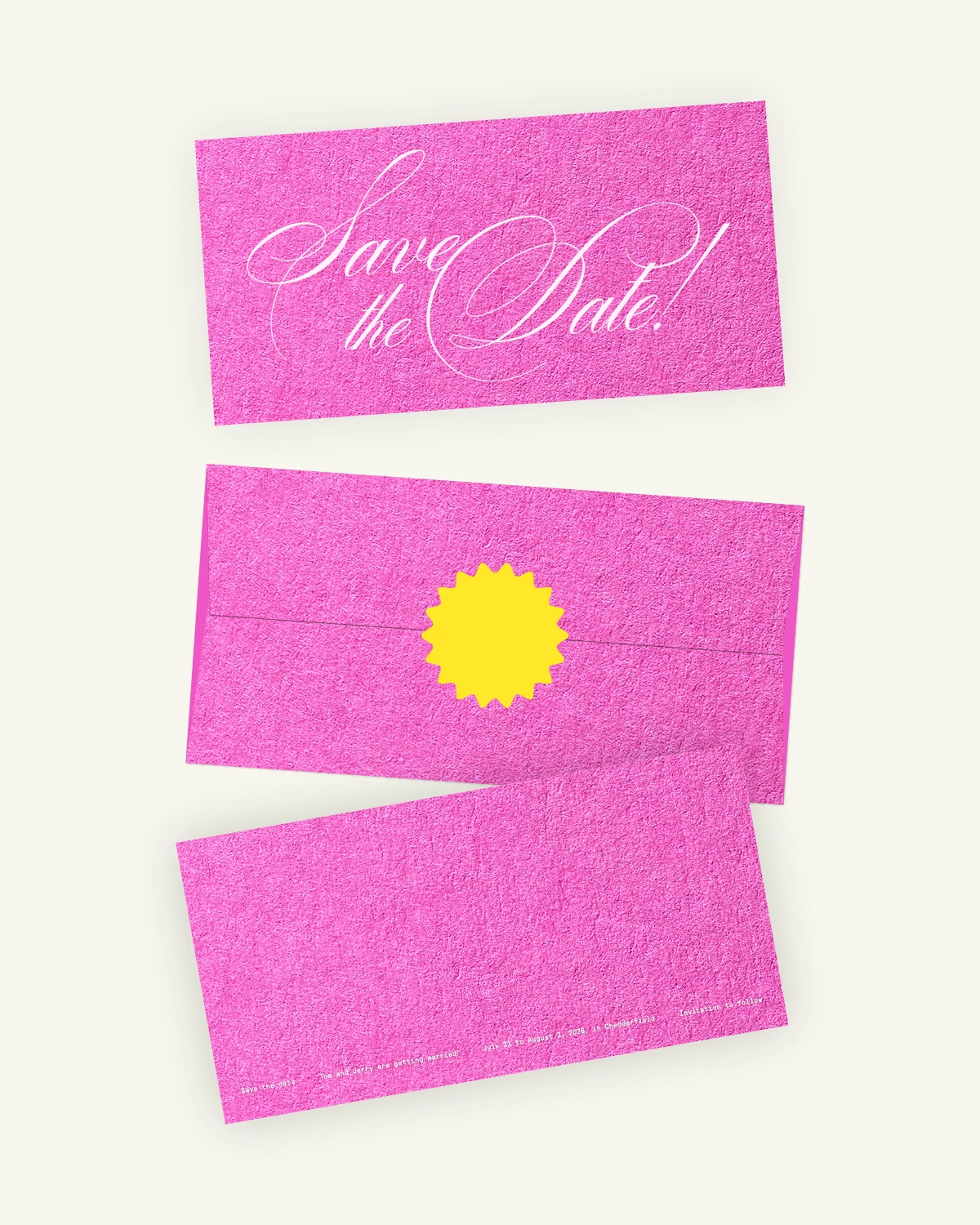 Luxurious digital mockup of the Flamingo Suite save-the-date card and envelope with gorgeous original paper texture. Luxurious digital mockup of the Flamingo Suite save-the-date card and envelope with gorgeous original paper texture.