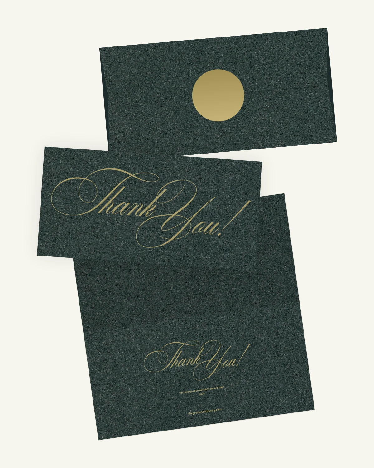 Digital mockup of the Kandy Suite thank-you card and envelope with a beautiful paper texture. Digital mockup of the Kandy Suite thank-you card and envelope with a beautiful paper texture.