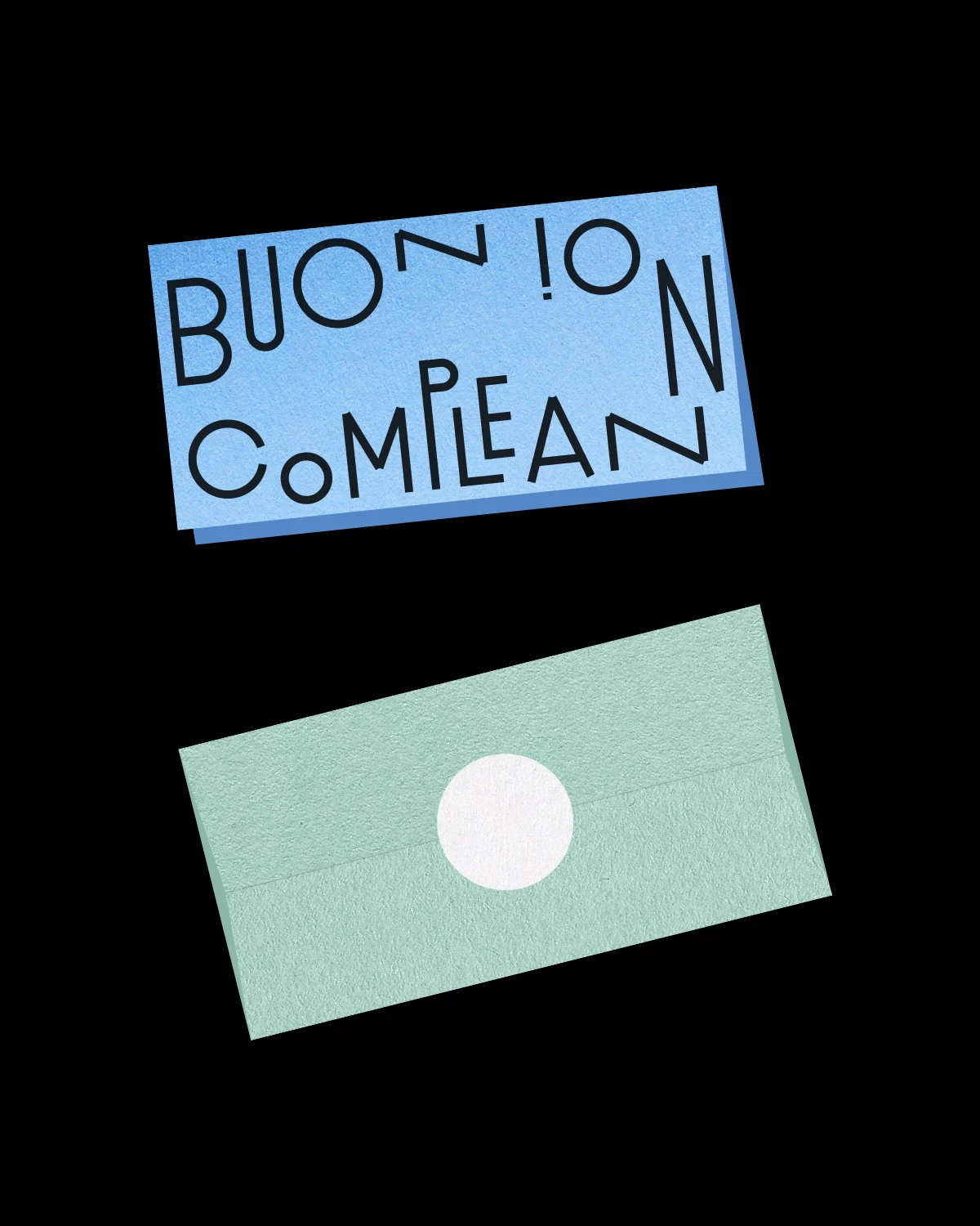 Baby blue card with black text reading 
