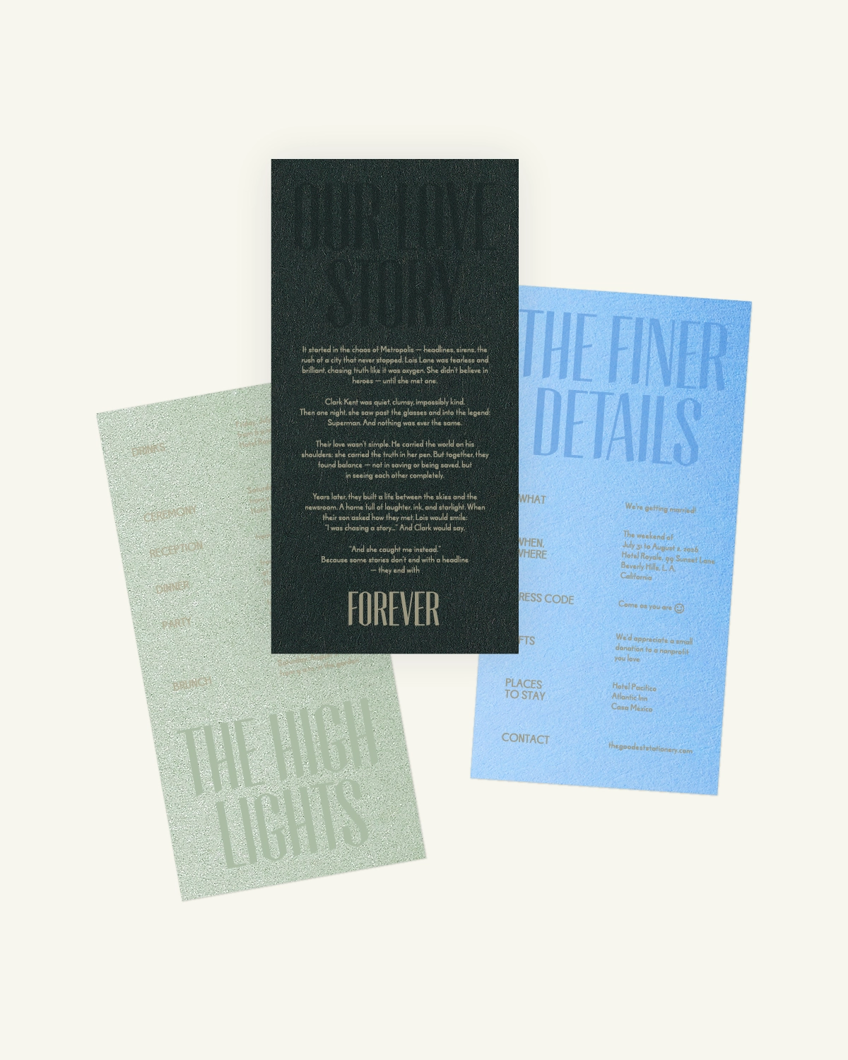 Digital mockup of the beautiful Nord Suite highlights and guest info inlays with the original paper texture.