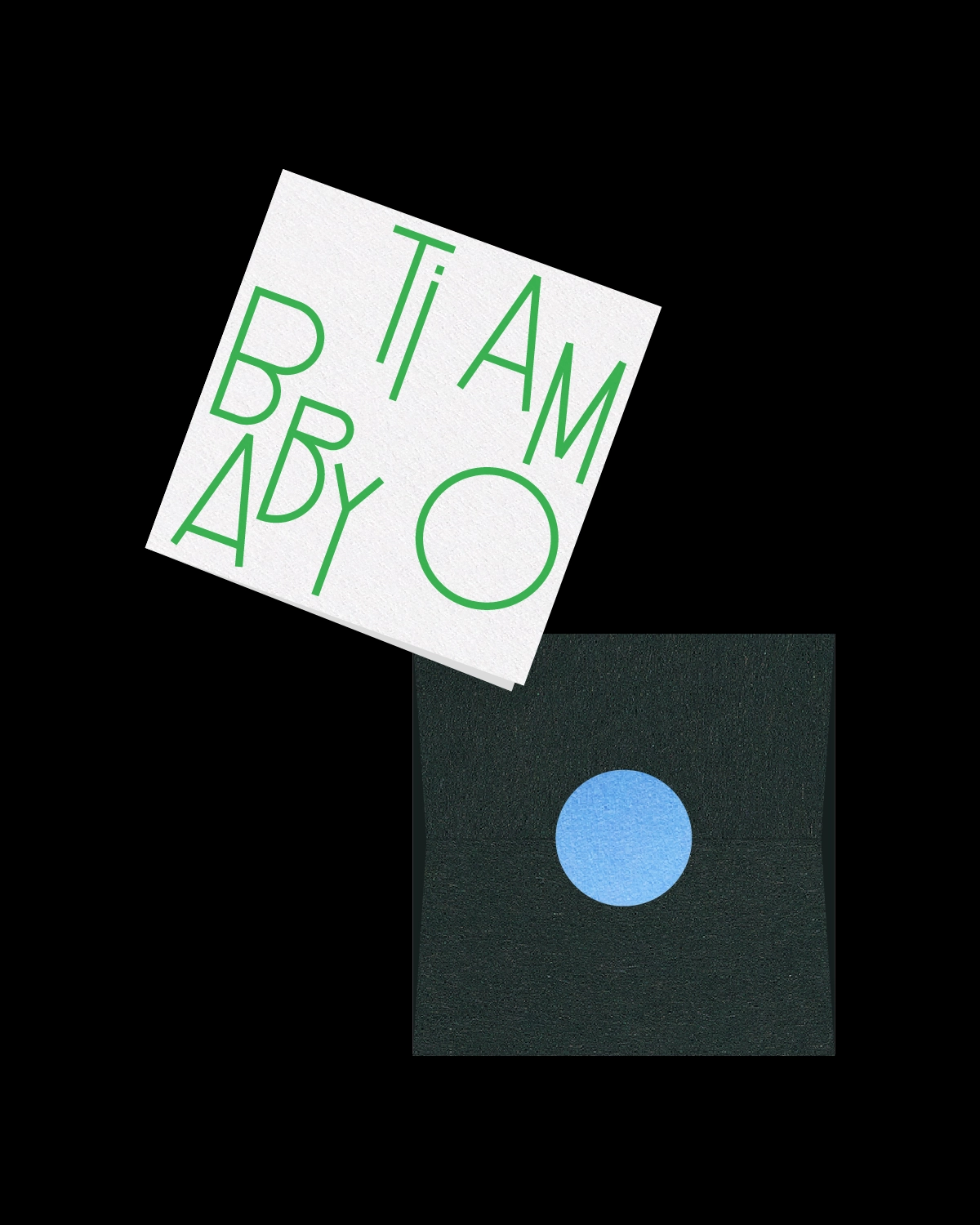 White card with green text reading 