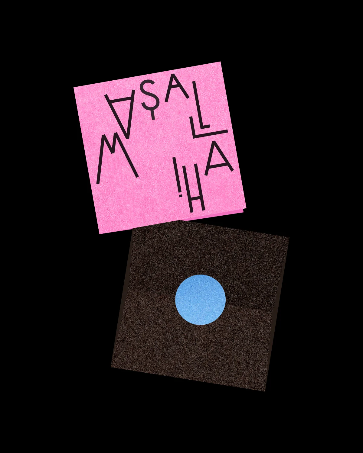 Pink greeting card with black text reading 