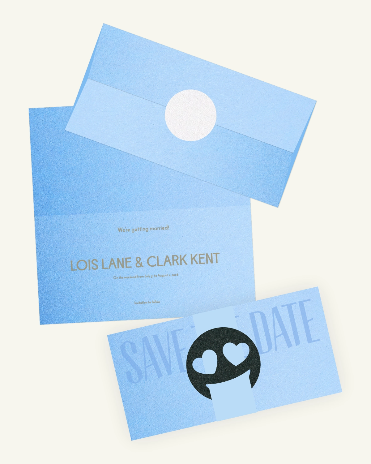 Digital mockup of Nord Suite Save-the-date card with luxurious inlay and envelope.heDate Digital mockup of Nord Suite Save-the-date card with luxurious inlay and envelope.heDate