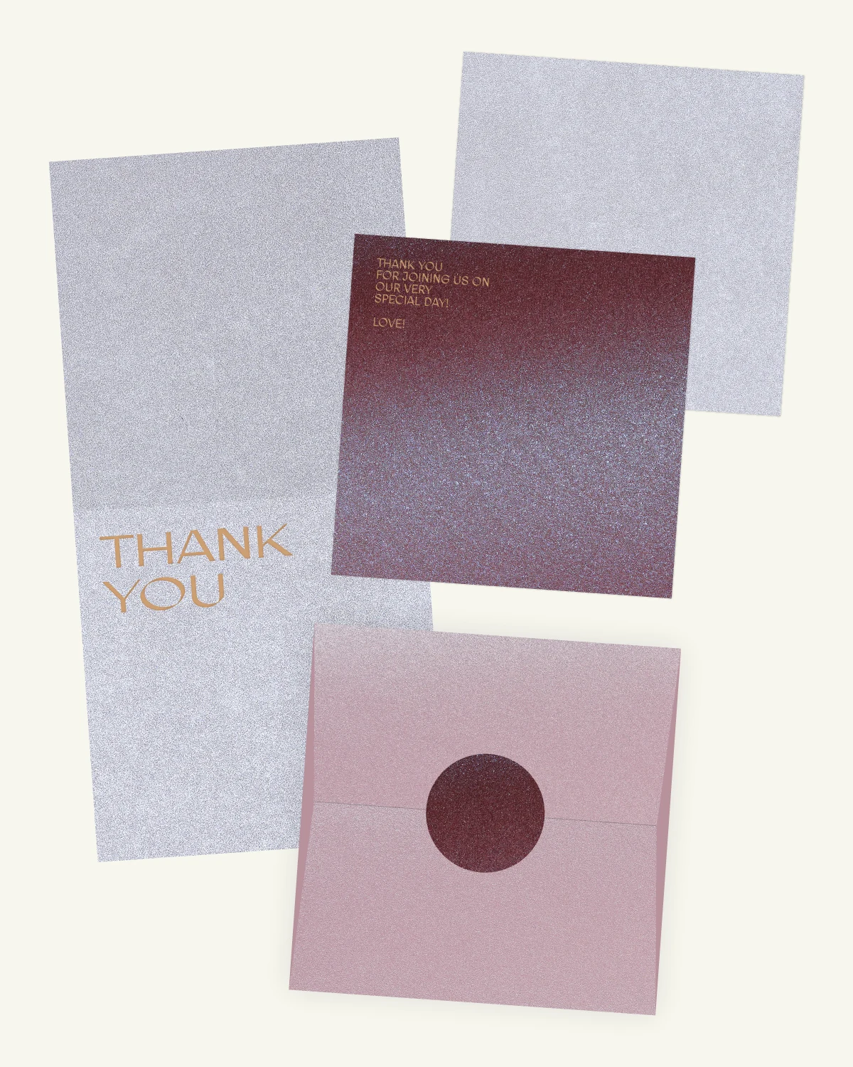 Beautiful Digital mockup of the Stardust Suite thank-you card with envelope. Beautiful Digital mockup of the Stardust Suite thank-you card with envelope.