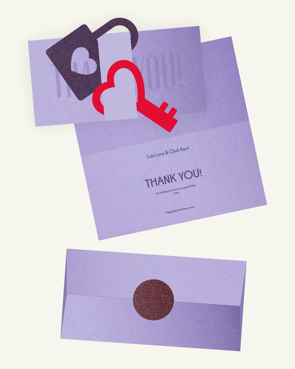 Beautiful Digital mockup of the Lila Suite thank-you card with envelope. Beautiful Digital mockup of the Lila Suite thank-you card with envelope.