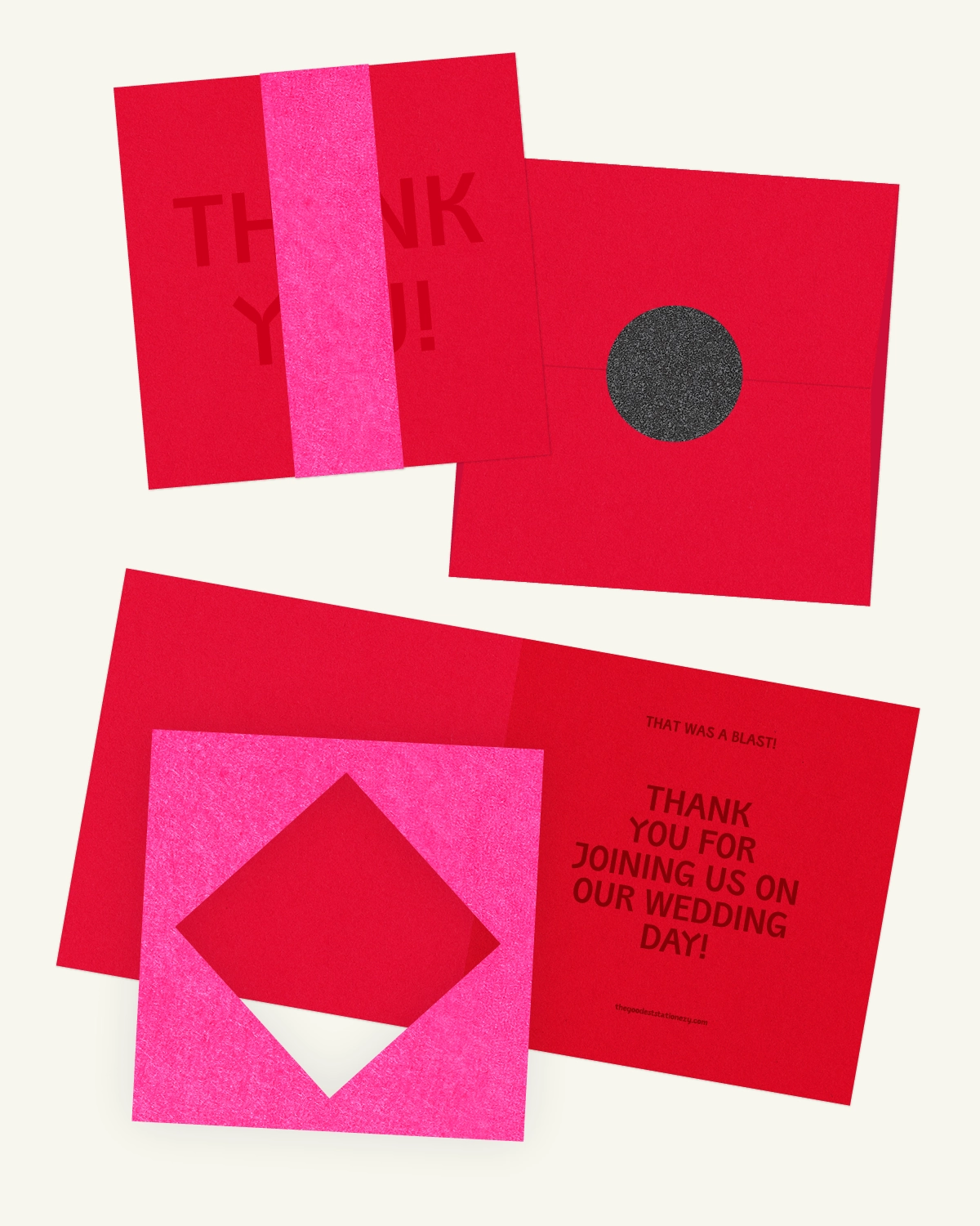 Beautiful Digital mockup of the Kir Royal Suite thank-you card with envelope.